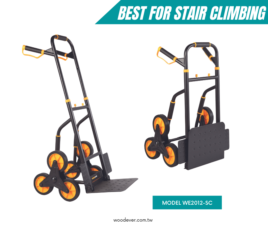 Melhor carrinho de mão escalador de escadas dobrável de aço com 6 rodas