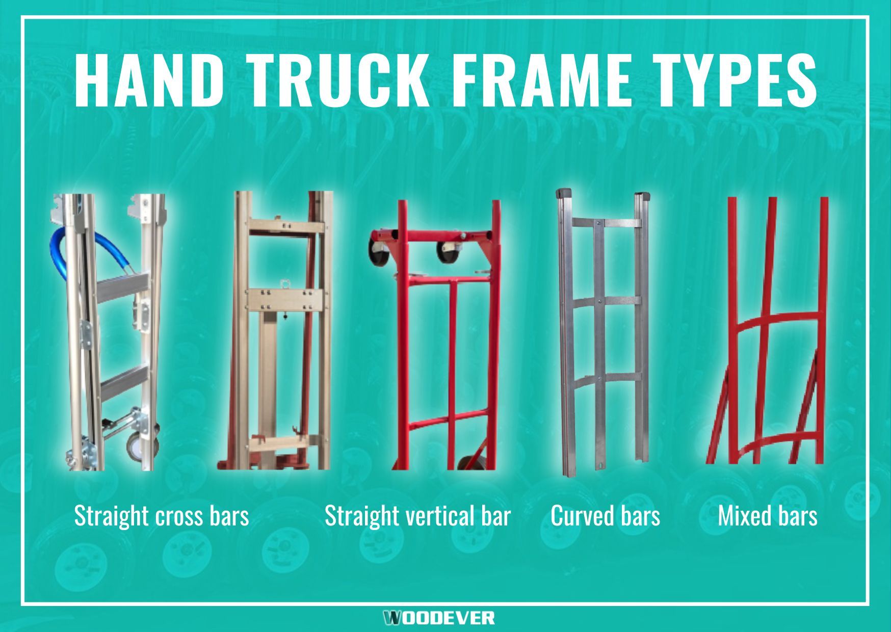 핸드트럭, 돌리 카트의 일반 프레임 유형: 강철 프레임, 알루미늄 프레임, 곡선 프레임
