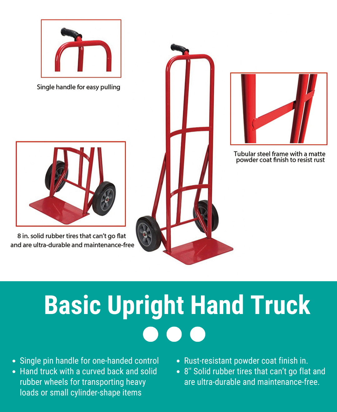 Single grip A basic upright hand truck with no folding or convertible function, resulting in a very low price
