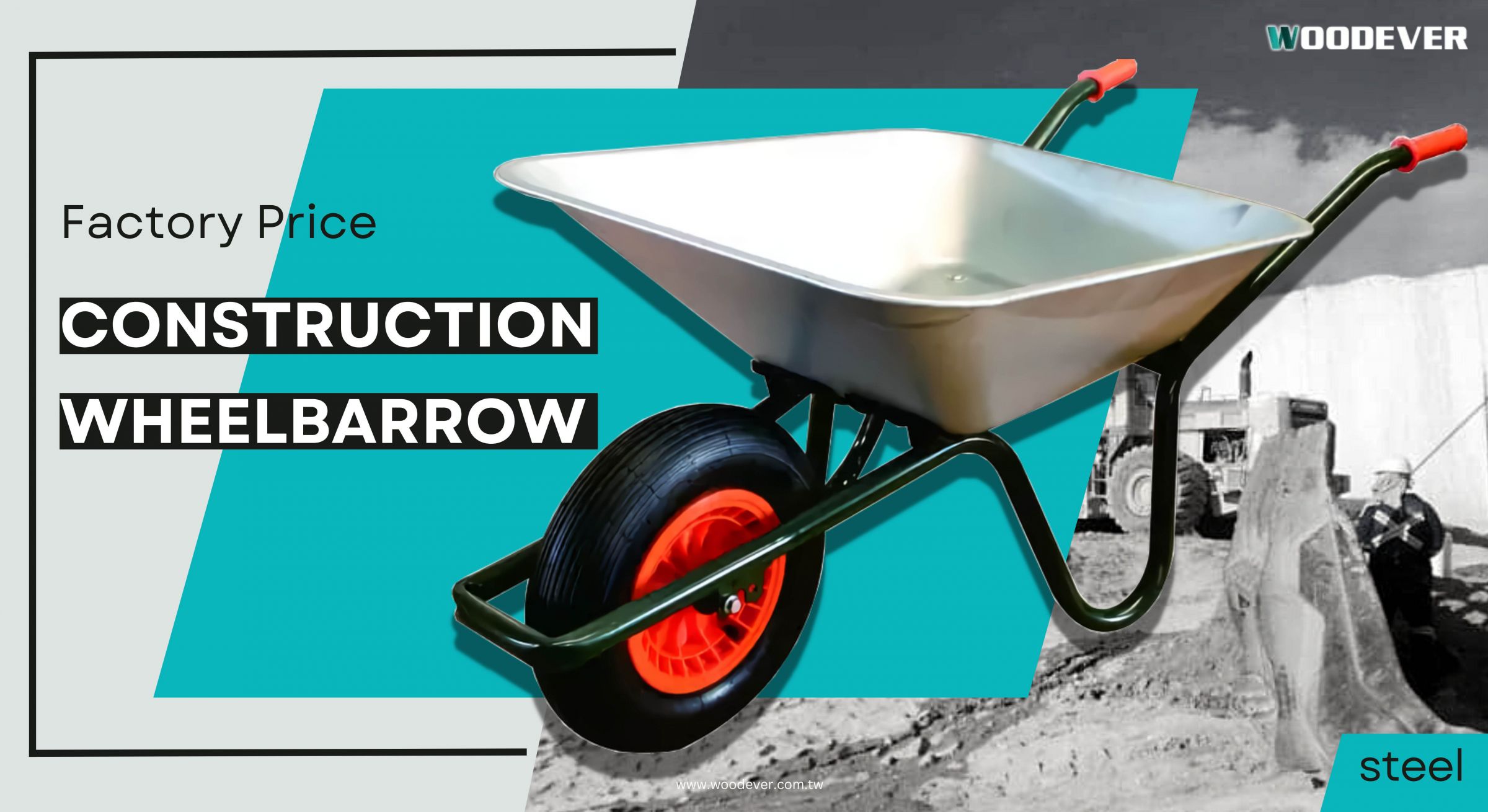 Steel contractor's wheelbarrow 120kg 226lbs loading capacity builder cart manufacturing factory  